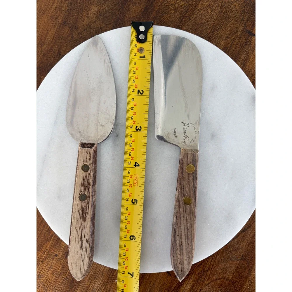 Vintage Vermillion Cheese Knife Spreader Set Stainless Steel Wood Handle Japan‎